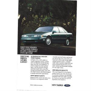 New Ford Taurus Car Auto 1990s Vintage Print Ad